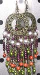Round fish hook beaded earring with assorted bead fringe design