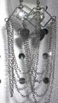 Double diamond shape fish hook earring with multi chain fringe design 