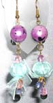 Shiny ball fish hook fashion earring holding green ribbon ball design