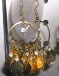 Round fish hook gold color earring holding multi rain-drop and clear cz inlaid 