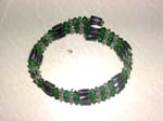 Green and clear magnetic hematite lariet necklace and bracelet jewelry