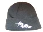 Winter clothing online B2B trade company supplies Warm head cap in black wool with white dragon symbol