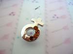 Lady crystal jewelry wholesale company distributes rings online. Fashion clear band toe ring in female sex symbol design with orange mini cz inlaid