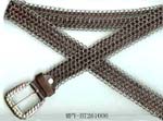 Wholesale fashion accessies imported from China manufacturing outlet. Imitation brown leather belt encircled with chainmail and silver gem studded buckle