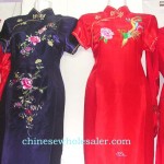 chinese-dress-embroidered-silk, FINE CHINESE CLOTHING, Chinese classic and elegant dresses