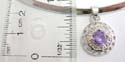 Fashion elegant cuff necklace with pendant motif round shape and macasites inlaid clawing a purple cz in the center