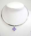 Fashion religions cuff necklace with pendant motif 4 pear shape forming a cross and clear cz inlaid in the middle