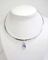 Fashion cuff necklace with purple cz pendant motif wrist-watch88er-drop and triple mini clear cz inlaid on top