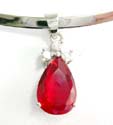 Fashion cuff necklace with red cz pendant motif wrist-watch88er-drop and triple mini clear cz inlaid on top
