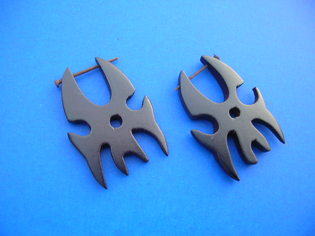 Unique fashion wholesale store - Skull and cross bone styled, bali crafted earrings, handmade from organic wood 