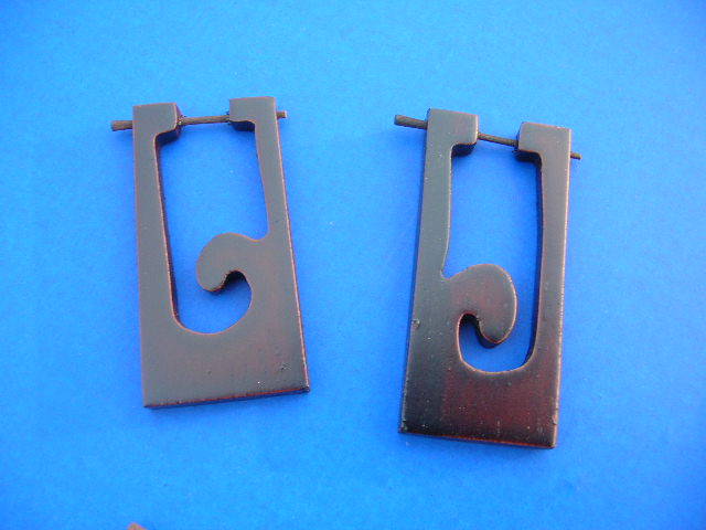 Fancy rectangle shaped wooden earrings with post - Jewelry factory collection