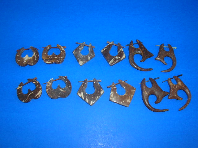 Gift jewelry boutique - Organic coconut earrings in bali craft designs