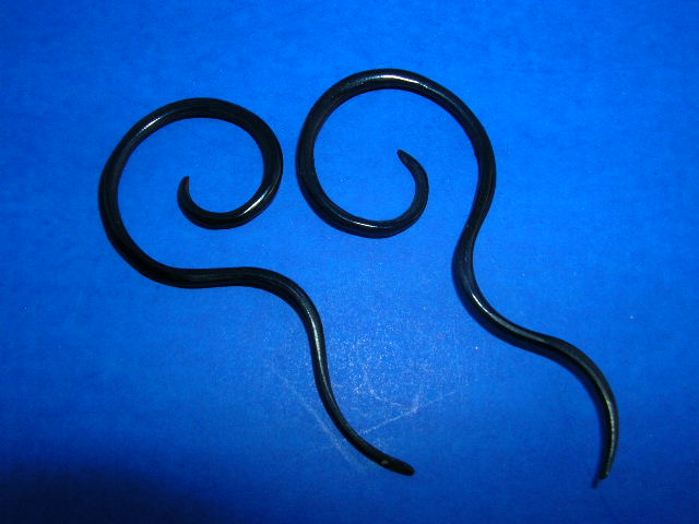 Organic horn earrings in artist spiral theme - body jewellery fashion wholesale