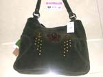 Hand crafted China import lady fashion hangbag accessory store. Faux velvet handbag with glittery star shaped emblem