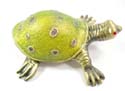 Enamel jewelry box motif bronze turtle figure and turtle shell can be opened, enamel in green color, magnetic lock design