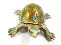 Enamel jewelry box motif bronze turtle figure and turtle shell can be opened, enamel in orange color