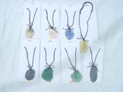 Flat gemstone black cord necklace