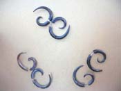Silver pin horn or wooden earring