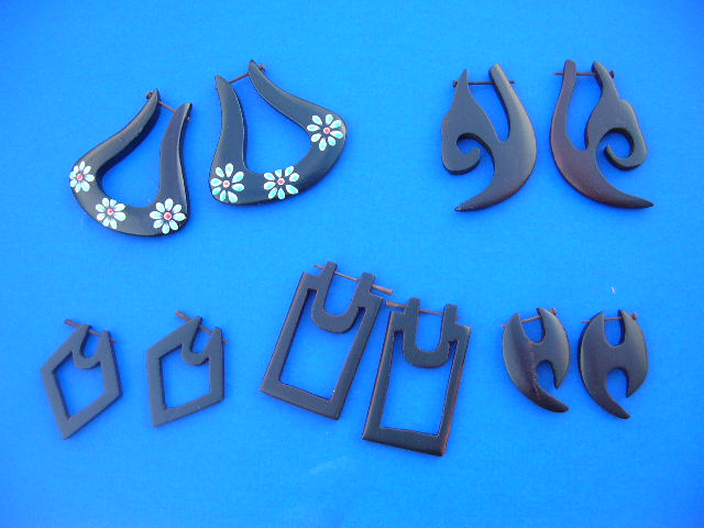 Import jewelry exchange - An assortment of balinese natural wood fashion earrings with post