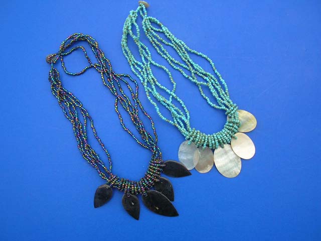 Bali multi string bead necklace with large seashells - Ladies gift jewelry market