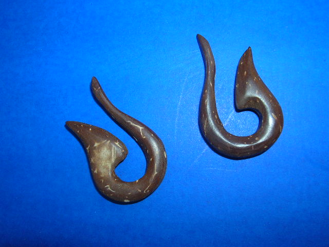 Balinese international warehouse - Curved horn shaped organic wood earrings