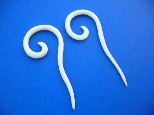 Accessory warehouse shopping - Elongated spiral earrings, crafted from organic bone in Indonesia