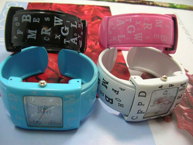 Girls fashion bangle bracelet watch with alphabet lettering - Hot watches and jewelry supplier