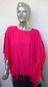Beaded fringe poncho in solid color design