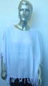 Beaded fringe poncho in solid color design