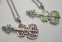 Fashion silver plated twisted necklace holding violin pendant with multi mini cz stone embedded