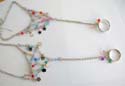 Fashion slave bracelet-ring with assorted color rhinestones embedded and multi silvery leaf, star, flower or key decor dangling